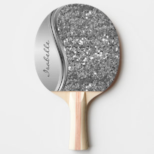 Rose Gold Sparkle Glam Bling Personalised Metal  Ping Pong Paddle