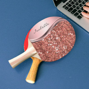 Rose Gold Sparkle Glam Bling Personalised Metal Ping Pong Paddle