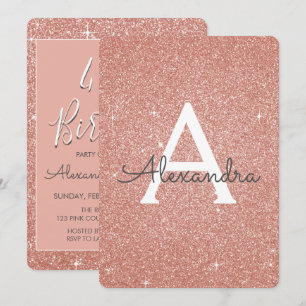 Rose Gold Sparkle Glitter 40th Birthday Party Invitation