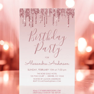 Rose Gold Sparkle Glitter Any Age  Birthday Invitation