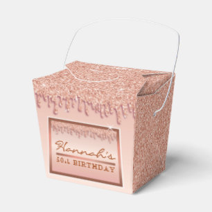 Rose Gold Sparkle Glitter Drip Birthday Gift Box