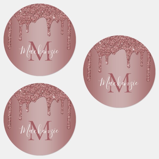 Rose Gold Sparkle Glitter Drips Monogram (Group)