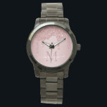 Rose Gold Sparkle Glitter Drips Monogram Watch<br><div class="desc">Rose Gold Sparkle Glitter Drips Monogram Watch with fashion faux blush pink/rose gold glitter drips on a chic background with your custom monogram and name. Please contact us at cedarandstring@gmail.com if you need assistance with the design or matching products.</div>