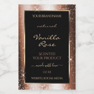 Rose Gold Sparkle Glitter Frame Glam Product Label