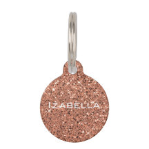 Rose Gold Sparkle Glitter Personalised Pet Tag
