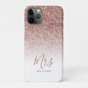 Rose Gold Sparkle Glitter Personalized Mrs Bride Case-Mate iPhone Case