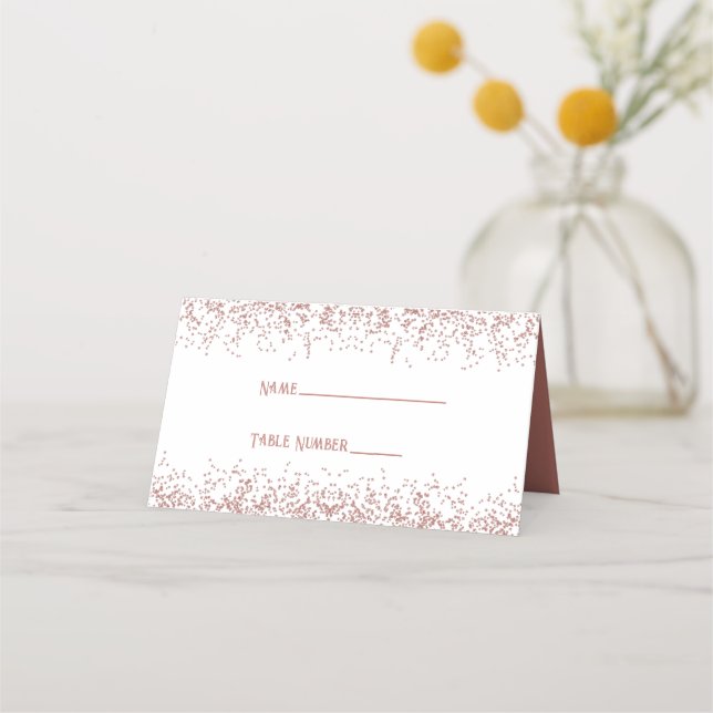 Rose Gold Sparkle Glitter Place Card (Front)