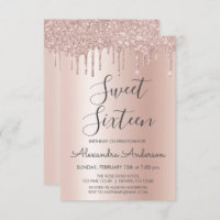 Rose Gold Sparkle Glitter Sweet Sixteen Birthday