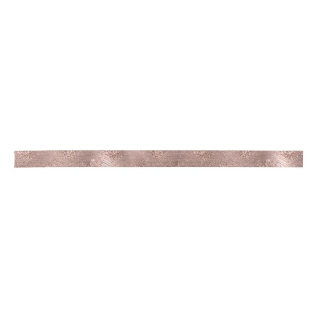 Rose Gold Sparkle Glitter Trendy Modern  Satin Ribbon (Front)