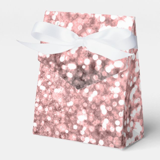 Rose Gold Sparkle Lights Girls Glittery Sparkly Favour Box (Front Side)