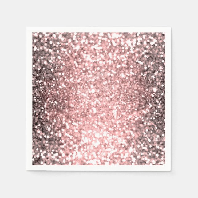 Rose Gold Sparkle Lights Girls Glittery Sparkly Napkin (Front)