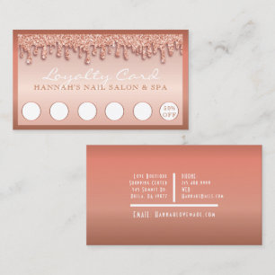 Rose Gold Sparkle Nail Salon Glitter Loyalty Card