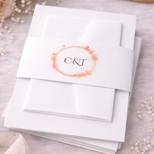 Rose Gold Sparkle Wedding Script Calligraphy Invitation Belly Band (Creator Uploaded)