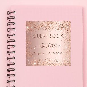 Rose gold sparkles birthday Guest Book
