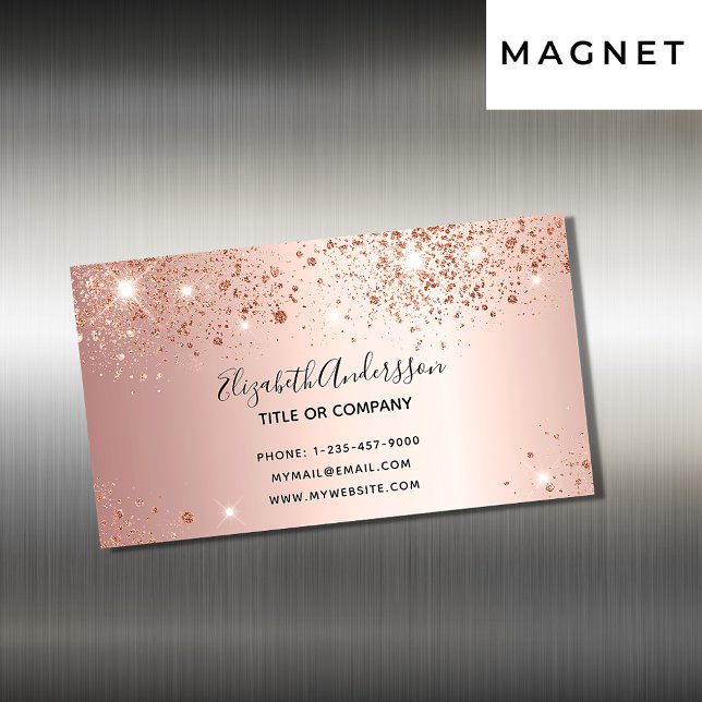 Rose gold sparkles elegant magnetic business card (Creator Uploaded)