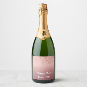 Rose Gold Sparkling Wine Label Personalised Text