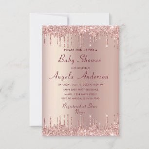 Rose Gold Sparkly Baby Boy Shower Invitation