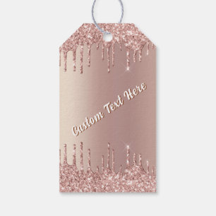 Rose Gold Sparkly Gift Tags with Custom Text
