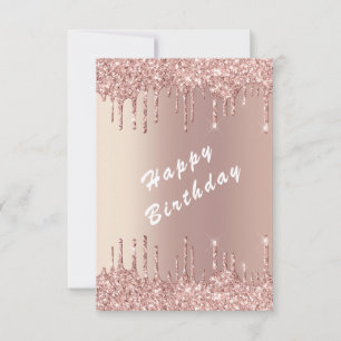 Rose Gold Sparkly Glitter Birthday Card