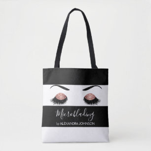 Rose Gold Sparkly Glitter Modern Microblading Tote Bag