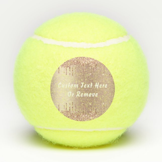 Rose Gold Sparkly Tennis Balls with Custom Text (Back)