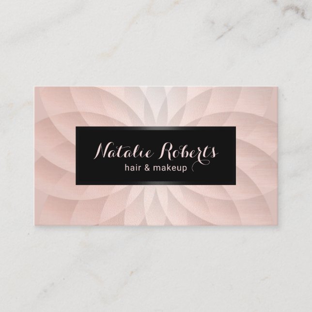 Rose Gold Spiral Modern Hair & Makeup Beauty Salon Business Card (Front)