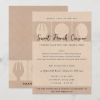 ROSE GOLD SPOON FORK COOKERY CLASS INVITE TEMPLATE