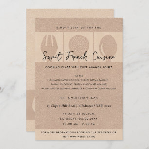 ROSE GOLD SPOON FORK COOKERY CLASS INVITE TEMPLATE