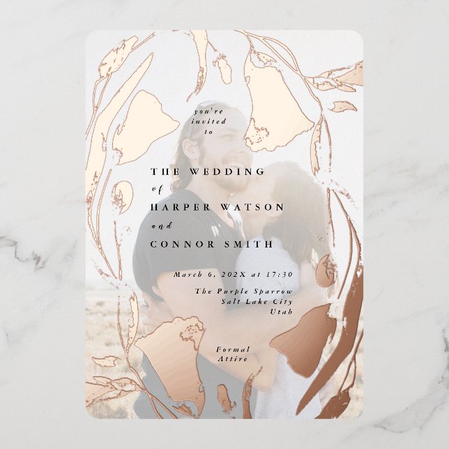 Rose Gold Spring Boho Wildflower Wedding Photo (Front)