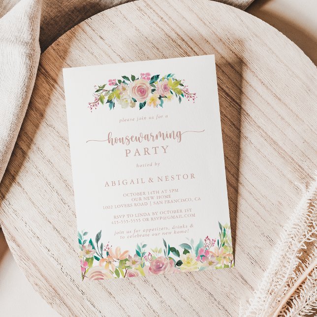 Rose Gold Spring Floral Housewarming Party   Invitation (Creator Uploaded)