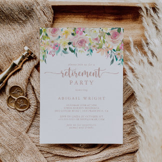 Rose Gold Spring Floral Retirement Party Invitation