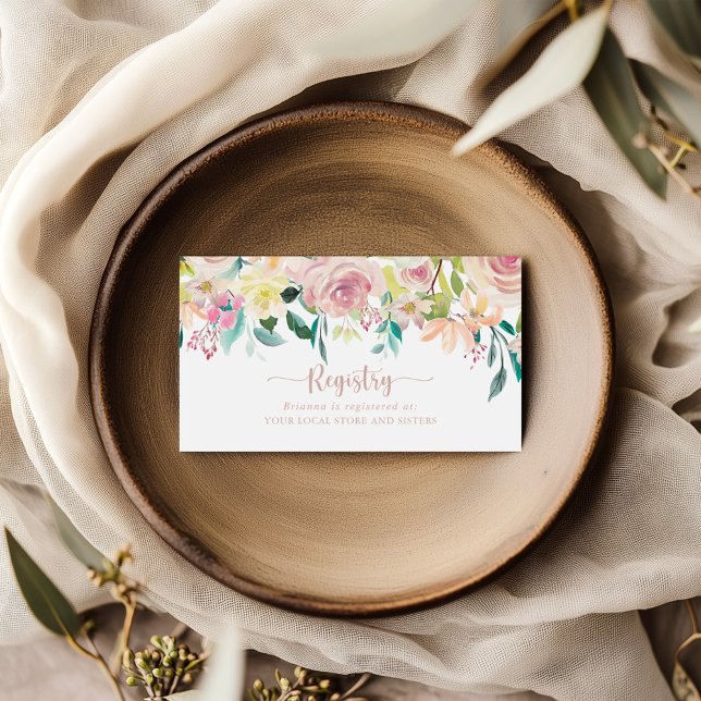 Rose Gold Spring Floral Wedding Gift Registry   Enclosure Card (Creator Uploaded)