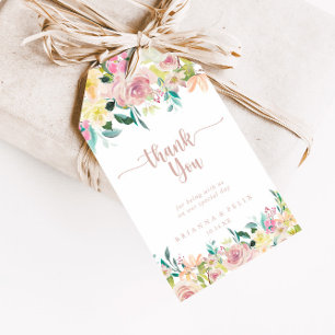 Rose Gold Spring Floral Wedding Thank You   Gift Tags