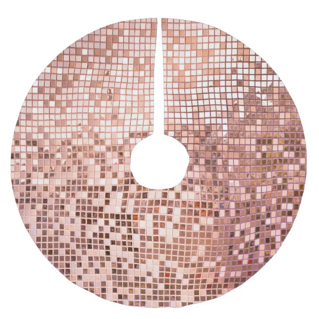 Rose gold: square mosaic tiles. brushed polyester tree skirt (Front)