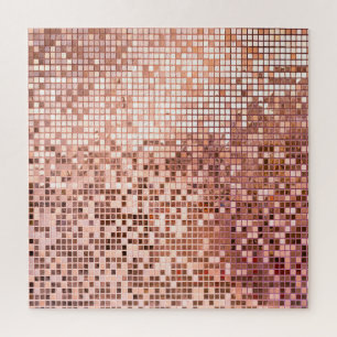 Rose gold: square mosaic tiles. jigsaw puzzle