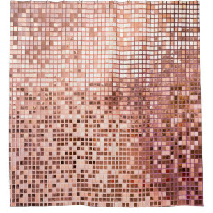 Rose gold: square mosaic tiles. shower curtain