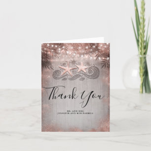 Rose Gold Starfish Couple Beach Wedding Thank You