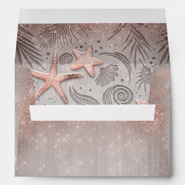 Rose Gold Starfish Nautical Beach Inspired Rustic Envelope (Back (Bottom))