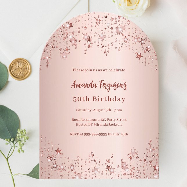 Rose gold stars birthday arch invitation (Creator Uploaded)