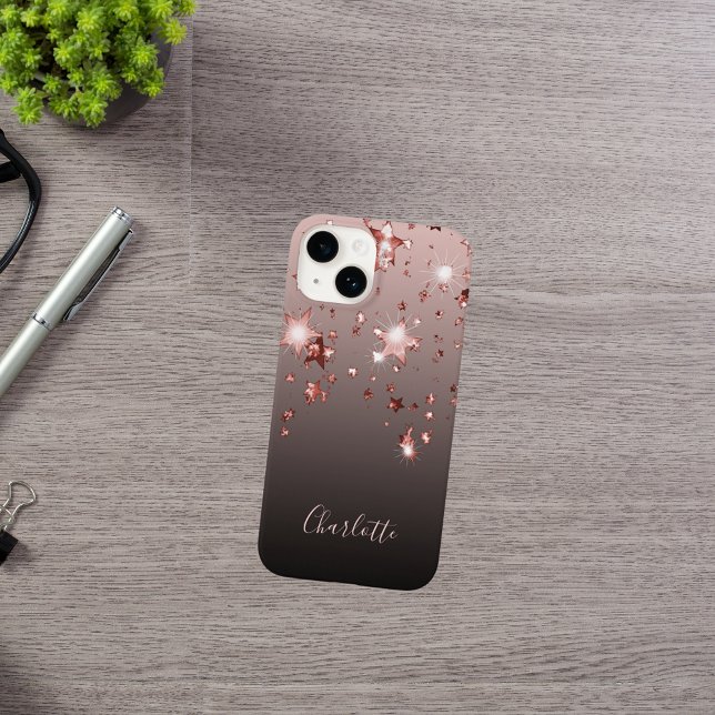 Rose gold stars black name Case-Mate iPhone case (Creator Uploaded)