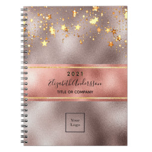 Rose gold stars business logo elegant modern notebook