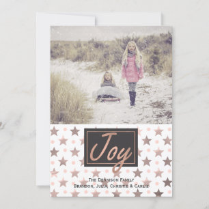 Rose Gold Stars Christmas Photo Greeting Card