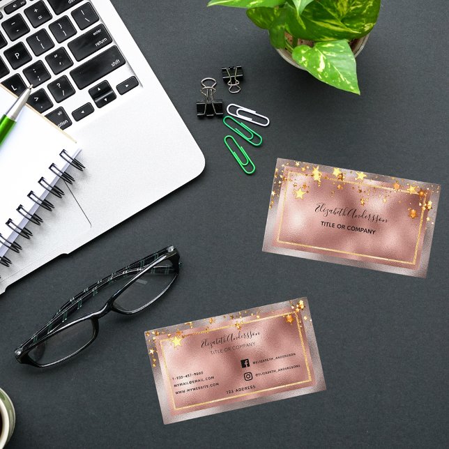 Rose gold stars elegant beauty salon business card (Creator Uploaded)