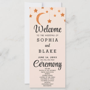 Rose Gold Stars Moon Cream Wedding Program