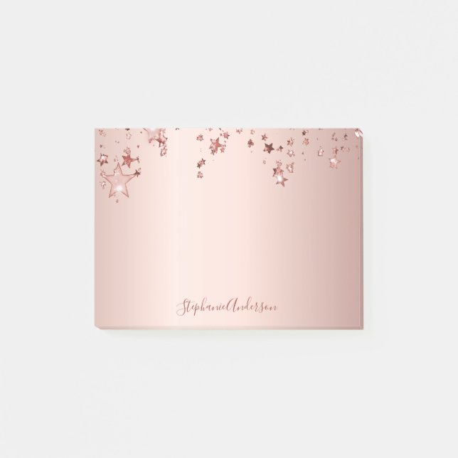 Rose gold stars name post-it notes (Front)