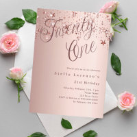 Rose gold stars script luxury 21st birthday