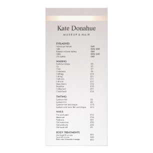 Rose Gold Stripe Taupe Salon Price List Menu