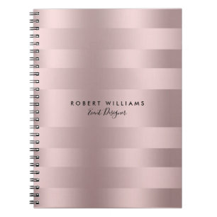 Rose-gold stripes pattern notebook