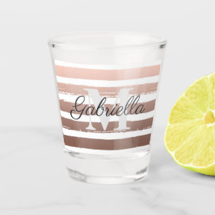 Rose Gold Stripes with Monogram Shot Glass