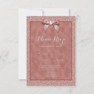 Rose Gold & Stylish Glitter Menu RSVP